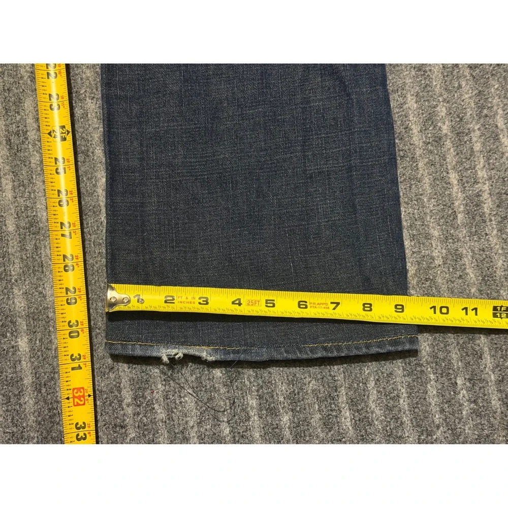True Religion Ricky Straight Leg Jeans Mens 34 Dark Wash Distressed USA Made